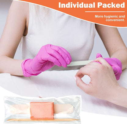 Leelosp 120 Sets Disposable Manicure Kit Basics 3 Pieces Nail Kit, White Wood Nail File 180/180 Grit, Purple Mini Buffer 100/100 Grit, Individually Packed Mini Pedicure Set for Fingernails Toenails