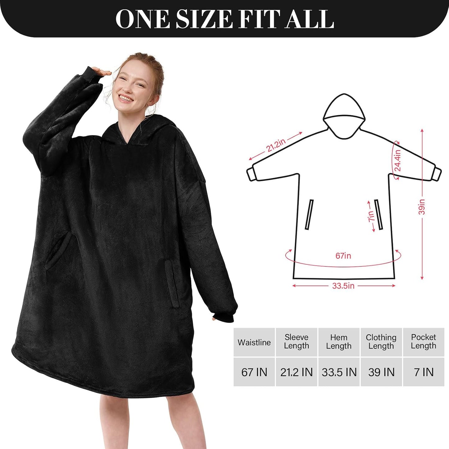 LetsFunny Blanket Hoodie,Oversized Wearable Sherpa Fleece Blanket Sweatshirt,Super Soft Warm Cozy with Giant Pocket,Gifts for Women Men Adults Teenagers, One Size Fits All