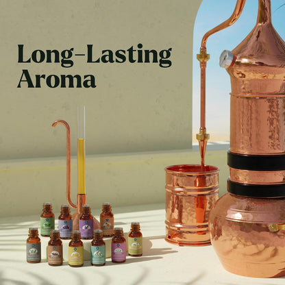 Lagunamoon Essential Oils Aromatherapy Set - 6 Oils for Diffusers, Home Care, Candle Making Scents, Fragrance, Humidifiers, Gifts - Peppermint, Tea Tree, Lavender, Eucalyptus, Orange (10mL)