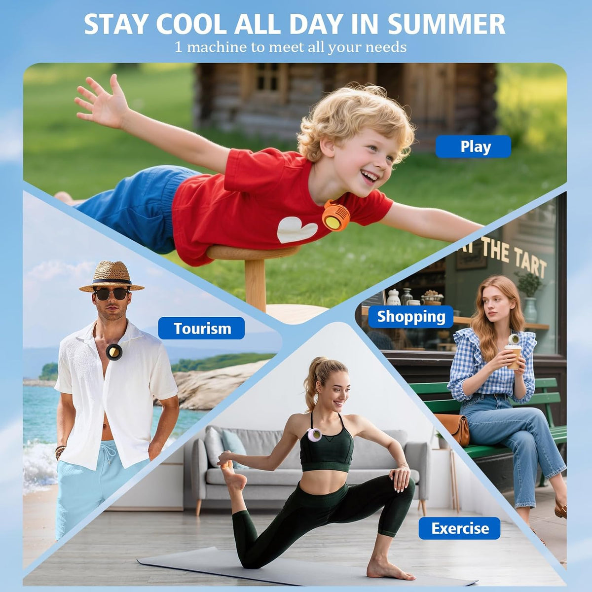 Portable Fan,Clip On Waist Bladeless, Ultra-Quiet Personal Mini Neck Fan
