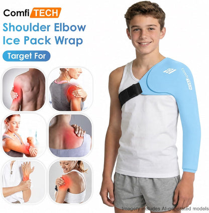 ComfiTECH Shoulder Arm Ice Pack Wrap for Pitchers & Volleyball Players, Reusable Ice Pack for Shoulder & Elbow & Arm Cooling, Adjustable Ice Arm Sleeve for Post-Training Recovery & Muscle Comfort, S