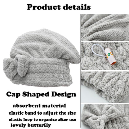 M-bestl 2 Pack Microfiber Hair Towel Wrap,Hair Drying Towel with Button,Quick Dry Hair Towel Turban for Women,Absorbent Anti-frizz Head Towel for Long Thick Curly Hair(Pink&Beige)