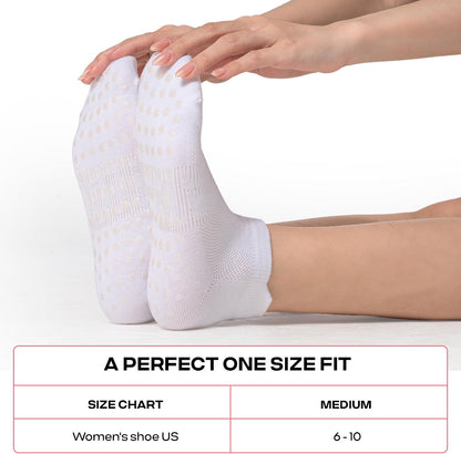 COOLMATE Pilates Socks with Grips for Women, Yoga Socks, Crew Non Slip Women for Barre, Pilates Gifts for Women - Colors B