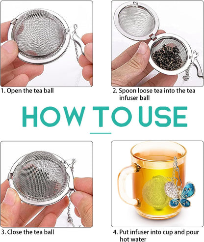 NSTaygate 2pcs Tea Infuser,Loose Leaf Tea Steeper Tea Strainer with Charm Handmade Dragonfly Butterfly Pendant Tea Ball Tea Filter Tea Infusers for Loose Tea