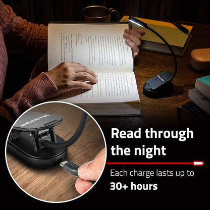 GearLight Rechargeable Book Light for Reading in Bed – Hands-Free LED Clip-on Lamp with 3 Light Modes, Adjustable Brightness, Flexible Neck Reading Light for Books, Laptops, and More – 2 Pack