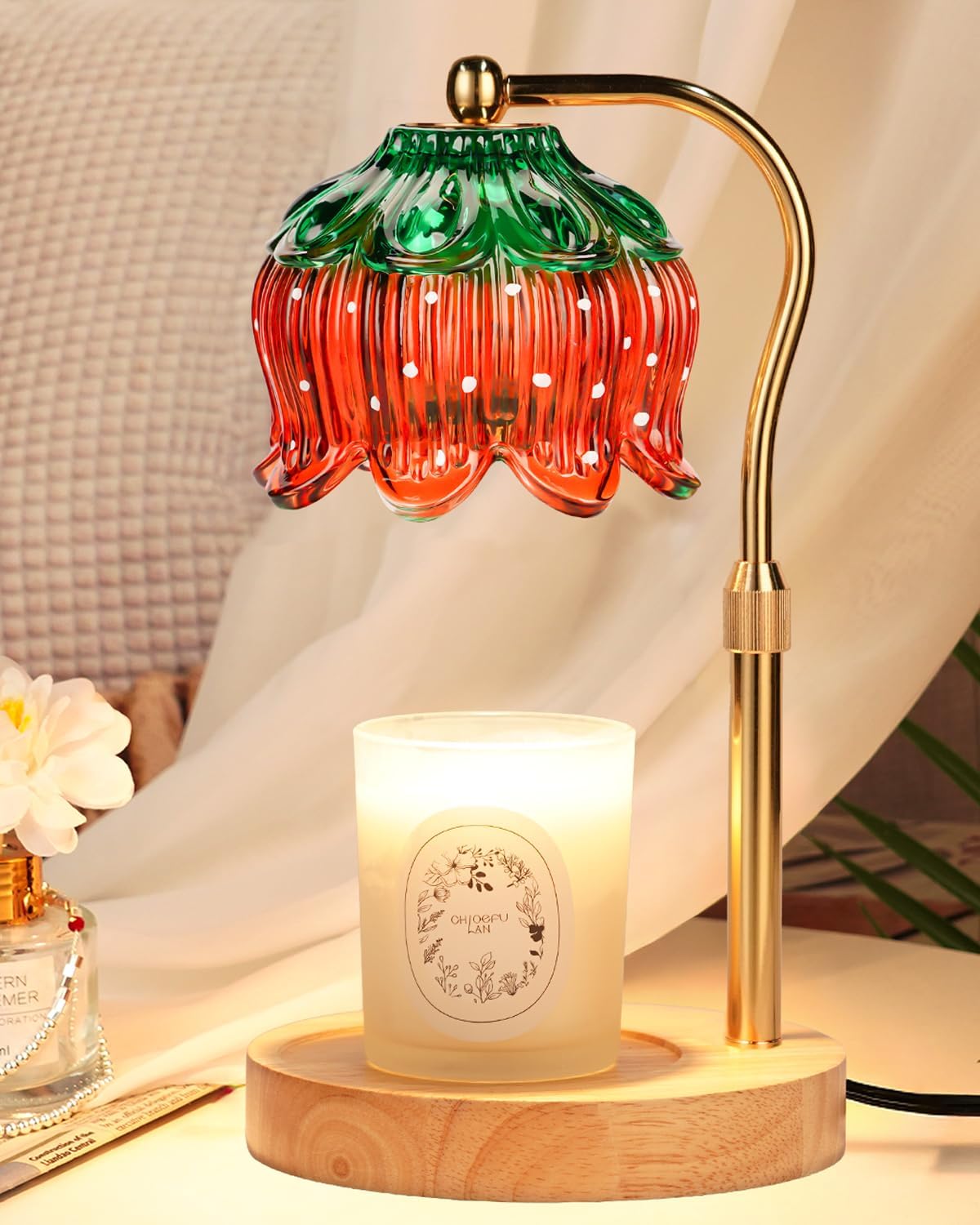 Funistree Flower Candle Warmer Lamp with Timer, Dimmable Candle Lamp Warmer, Christmas Birthday Gifts for Women Mom Her, Housewarming Home Decor, Lotus Wax Warmer for Yankee Candles - Lily Amber