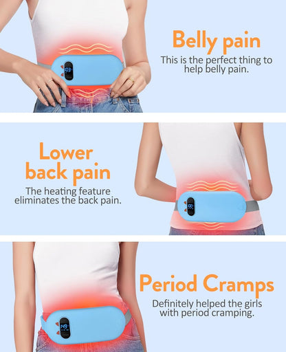 Electric Heating Pad, Portable Cordless Menstrual Heating Pad with 6 Heat Levels and 6 Massage Modes, Fast Large Heating Belly Wrap Belt for Cramps, Back Pain Relief Gifts for Women Girls Her