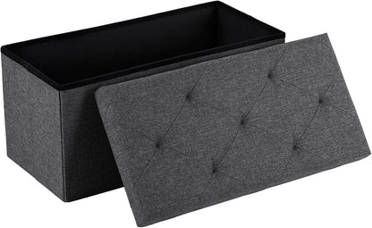 DUMOS 43 Inch Folding Storage Ottoman Bench, Large Hidden Storage Chest with Thicker Foam Padded Seat, End of Bed Foot Rest Stool for Bedroom Living Room Entryway, Load 660 lbs, Grey