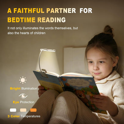 Rechargeable Kids Book Light, Cute Bookmark Reading Light for Kids, Dimmable Portable LED Book Light for Reading in Bed, Eye-Caring Bedtime Reading Lamp for Children & Travel, Black