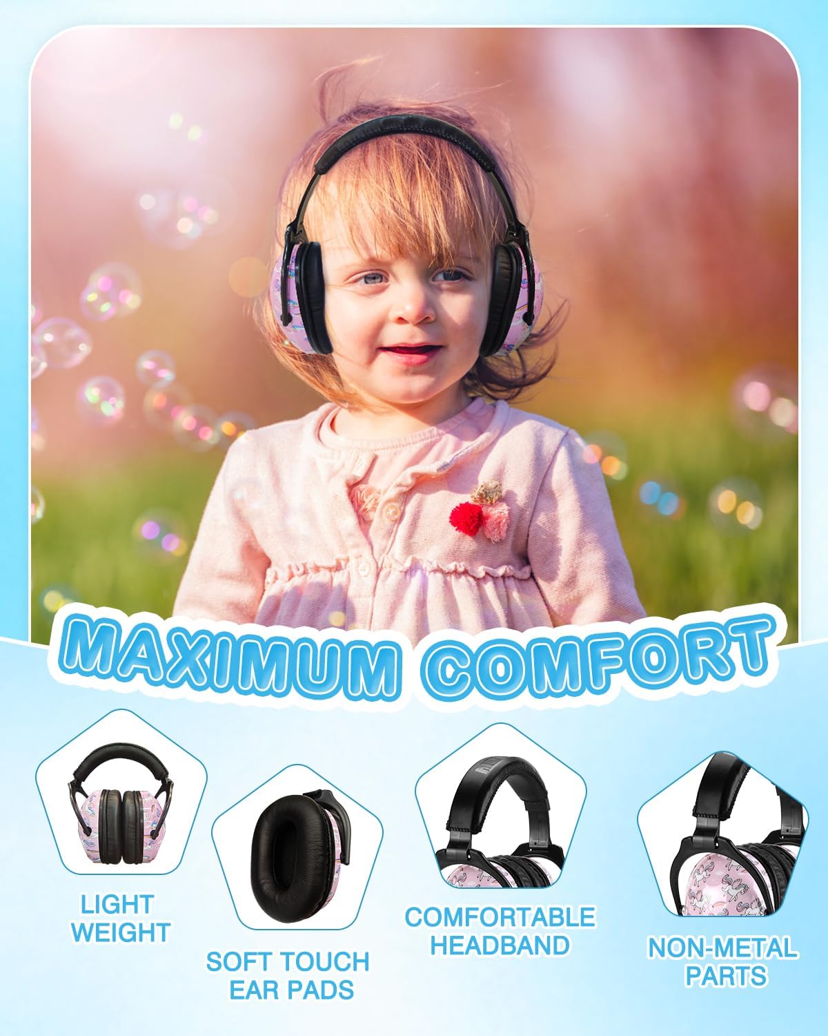 ZOHAN EM030 Kids Ear Protection, Noise Cancelling Headphones Ear Muffs for Autism Sensory, Safety Noise Reduction Hearing Protection for Monster Truck/Concerts/Fireworks/Air Shows