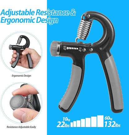 NIYIKOW 2 Pack Grip Strength Trainer, Hand Grip Strengthener, Adjustable Resistance 22-132Lbs (10-60kg), Forearm Strengthener, Perfect for Musicians Athletes