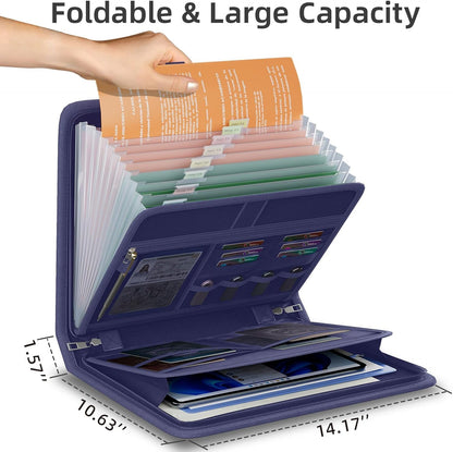 Fireproof Accordion File Organizer, Expanding File Folder with 13 Pockets