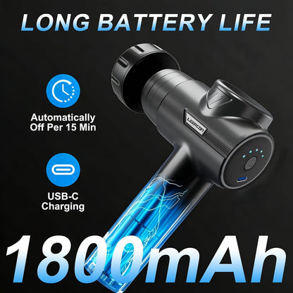 LEERCON Mini Massage Gun, Deep Tissue Relief, 6 Speeds, 4 Heads, Portable for Travel, Office & Home, Gift for Men & Women (Gray)
