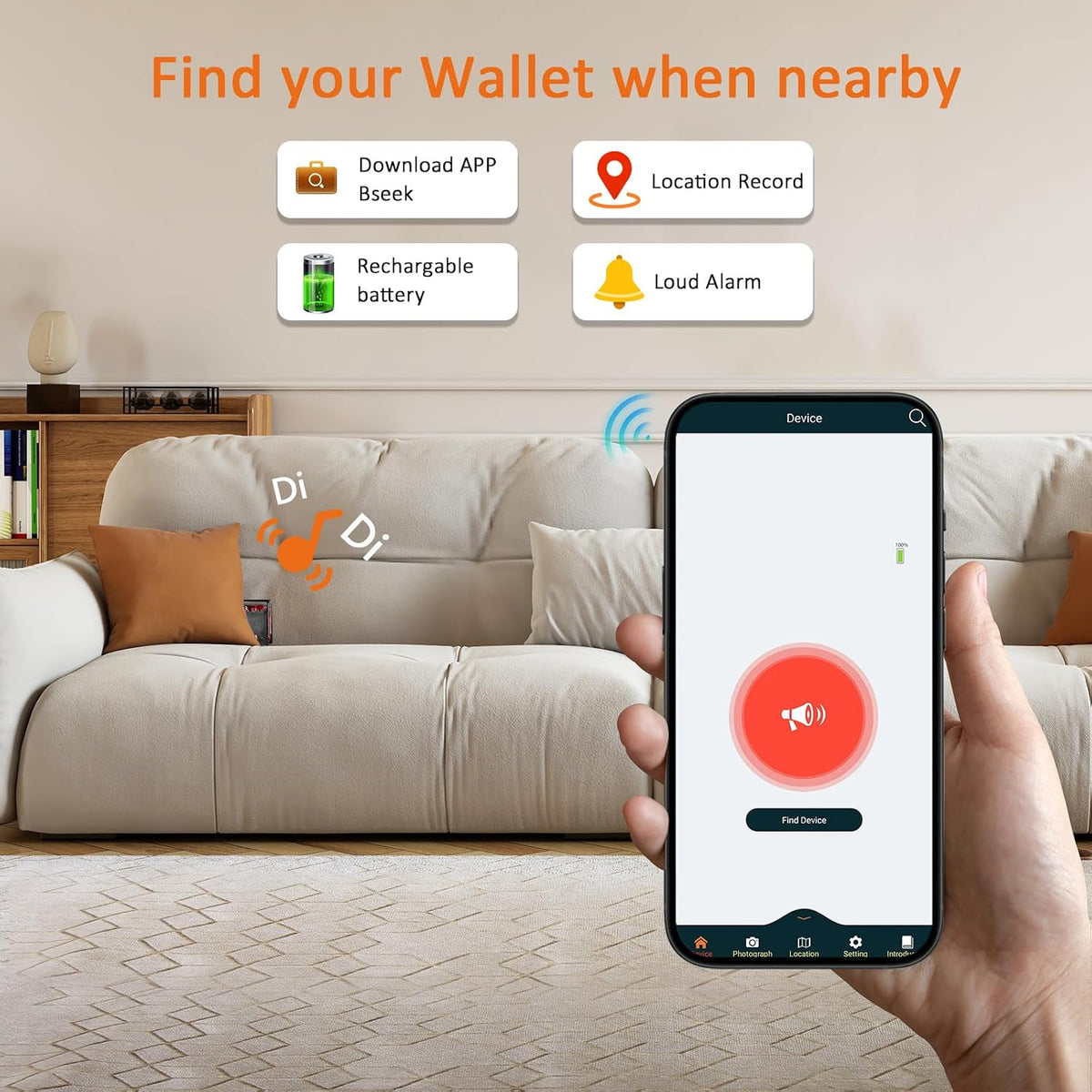 Smart Tracker Wallet for Men,Compatible with Android and Ios, Mens Wallet GPS Tracker Card Holder With Men Gift for Christmas. (Carbon Black) (iOS & Android)
