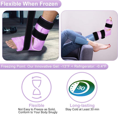 Relief Expert Ankle Ice Pack Wrap – Reusable Cold Gel Pack for Foot and Heel, Dual-Sided Design with Soft Plush Lining, Flexible Cold Compress for Achilles and Ankle Support, Blue