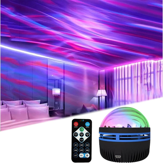 2 in 1 Northern Lights and Ocean Wave Projector with 14 Effects of Galaxy Light for Game Rooms, Parties, Light Projector for Bedroom, Compatible with Lava Lamps and Night Light Decorative Effects