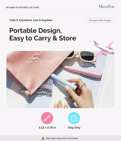 MelodySusie Pen-Shaped Portable USB Nail Drill, PC120I 20000RPM Electric Nail File with Compact Design for All Nail Care, Manicure Polishing, Shaping & Gel Removal at Home for Beginners