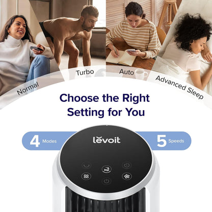 LEVOIT Tower Fan for Bedroom, Standing Fan with 36”-47” Adjustable Height, 90° Oscillating Room Fan, 28dB Quiet for Sleep, 23 ft/s Velocity, 5 Speeds 4 Modes, 12H Timer, Remoter, for Home, White