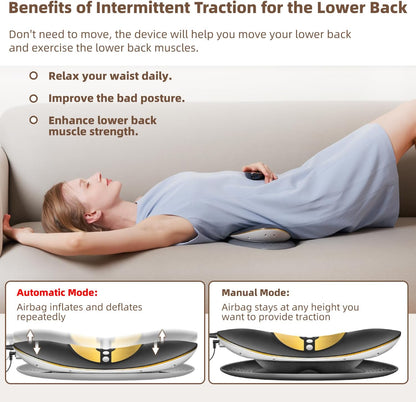 Electric Lumbar Traction Device, Multifunctional Back Traction Device with Dynamic Airbag Traction, 20-Level Electrotherapy, 3-Level Vibration Massage and Thermal Therapy from 113 to 131℉