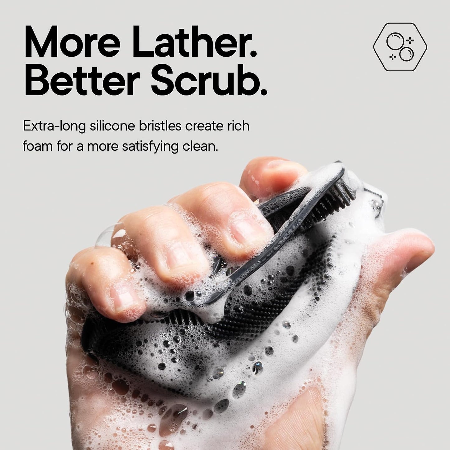 TOOLETRIES Premium Silicone Body Scrubber 2.0, Hygienic Loofah Alternative, Exfoliating Shower Scrubber for Sensitive Skin, Quick Drying & Long-Lasting Bathroom Essentials for Men & Women - Charcoal