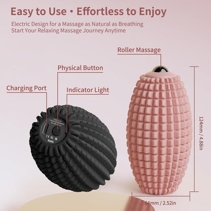 Vibrating Massage Ball for Full Body Relaxation, Silicone Trigger Point Massager Ball for Back, Neck, Foot, Muscle Recovery, Portable Rechargeable Massage Roller, 3 Vibration Modes (Black)