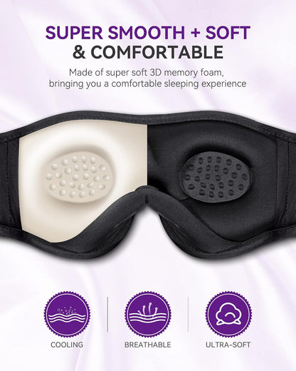 MUSICOZY Sleep Headphones, Bluetooth 5.4 Sleep Mask Headband Headphones Sleeping Eye Mask, Wireless Music Earbuds Earphones with HD Stereo Speakers for Side Sleepers, Cool Gadgets Unique Gift