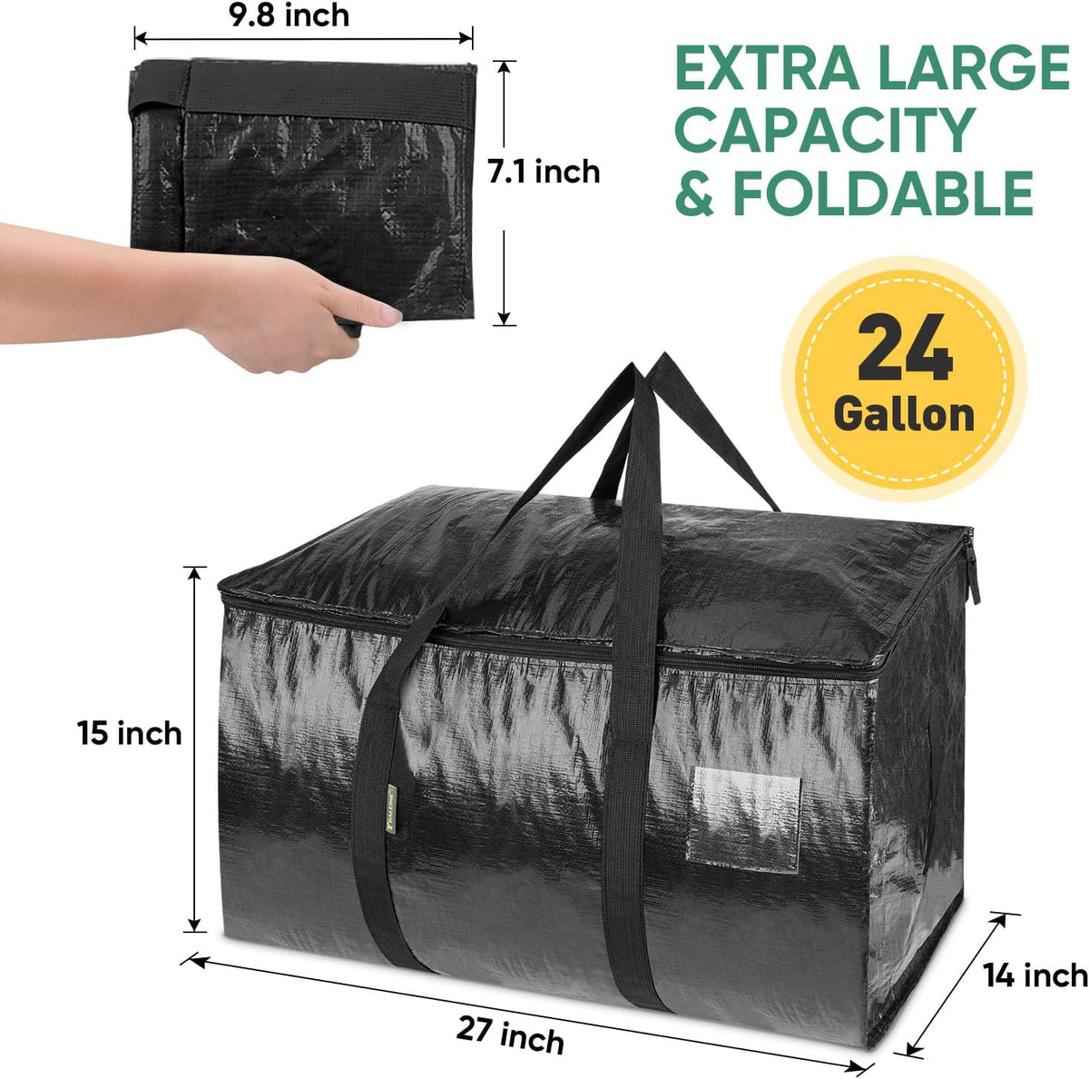 BALEINE Oversized Moving Bags with Reinforced Handles, Heavy-Duty Storage Tote for Clothes, Moving Supplies (Clear)