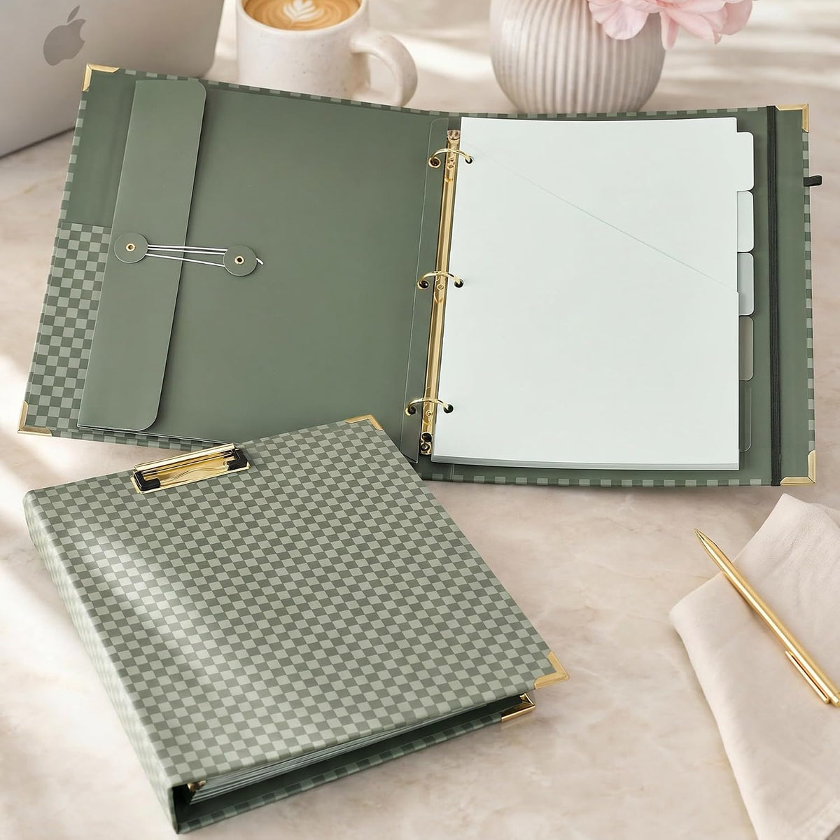 Aesthetic Clipboard Binder with Dividers - 3 Ring Organizer for Work