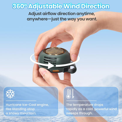Portable Silent Mini Bladeless Fan Clip On, Adjustable 5 Speeds 360° Rotatable Clip on Fan for Shirt & Waist, USB Rechargeable Small Whirlwind Fans, For Outdoor & Travel & Office (White)