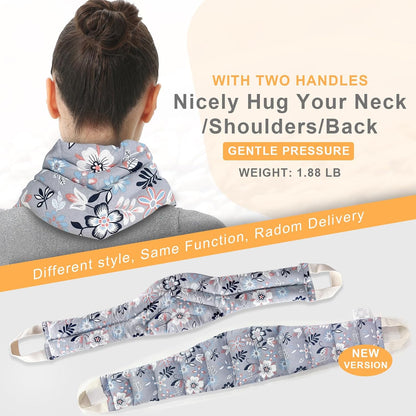 UNCN Long Wide Heating Pad for Neck and Shoulders Back 33x5.9 Microwavable Large Moist Heat Pack Warm Hot Compress Neck Wrap Weighted Bag Massage Reusable Herbal Nature Calming Portable 1.95Pounds