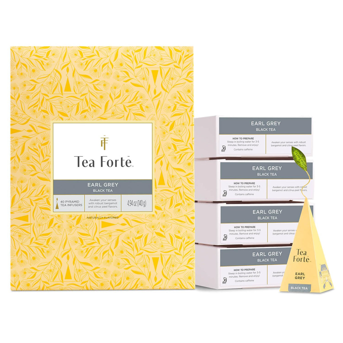 Tea Forte Earl Grey Event Box Tea Set, 40 Pyramid Infusers