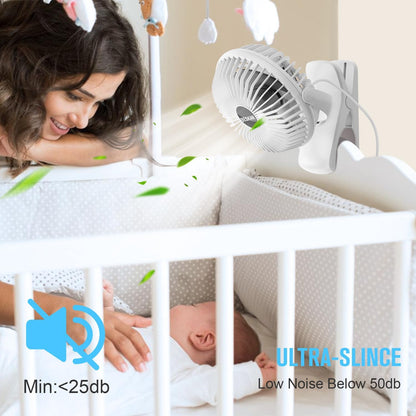 BESKAR Small Clip on Fan, 3 Speeds USB Fans with Strong Airflow, Clip & Desk Fans USB Plug in with Sturdy Clamp - Ultra Quiet operation for Office Dorm Bedroom Stroller