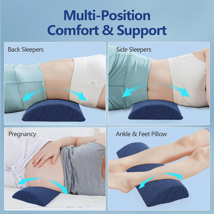 Cozyhealth - 3.15"H*23.6"L - Soft Lumbar Pillow for Sleeping, Memory Foam Back Lumbar Support Cushion for Lower Back Pain Relief Bed Waist Sleep Support Pillow for Side, Back Sleepers (White, Large)