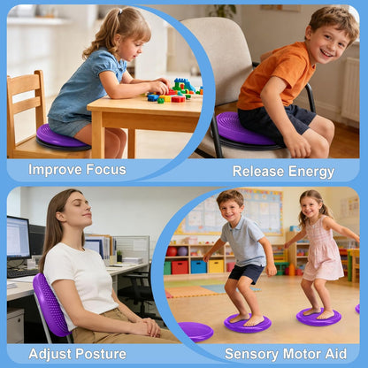 Wiggle Seat Cushion,Fimeetoy Sensory Spinning Chair,ADHD Tools for Kids,Flexible Seating Classroom & Home,Inflatable Wobble Balance Disc-Blue