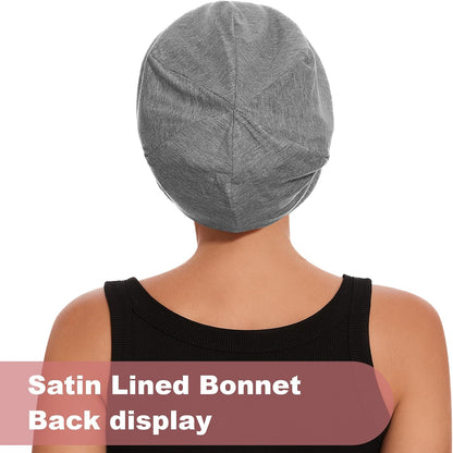 ZHENSILK Silk Bonnet for Sleeping Women, Adjustable Silky Satin Lined Sleep Cap, Silk Hair Wrap Slouch Beanie Hat