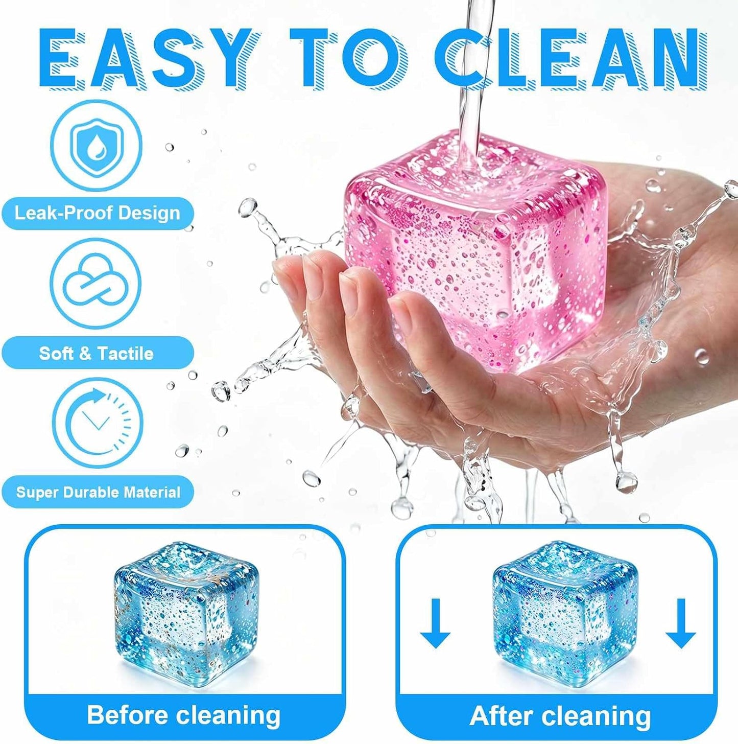 Square Squishy Squeeze Fidget Toys: Stress Relief Toys for Men Super Soft Slow Rising Cube - Sensory Desk Toys for Office Stress, Anxiety Relief & Focus - Cool Birthday Party Favors for Teens & Adults