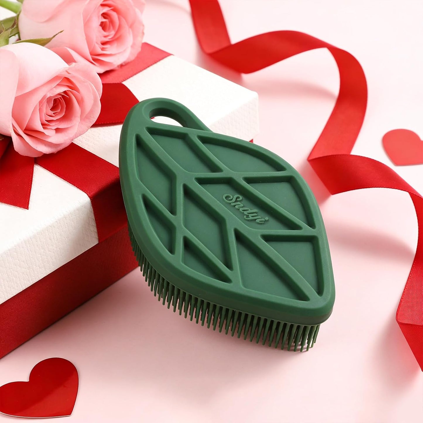 Sndyi Silicone Body Scrubber, Gentle Exfoliating Body Scrubber for Sensitive Skin, Leaf Shaped Shower Scrubber for Body with Lathering Bristles, Silicone Loofah Body Brush for Showering, Oatmeal