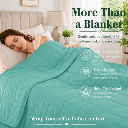 L'AGRATY Weighted Lap Pad 7lb: Small Weighted Blanket for Adults - Cooling Portable Travel Blanket for Relaxation Sleeping - Washable All-Season (29" x 24")