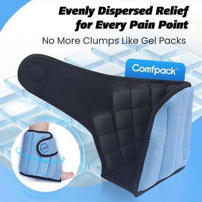 Comfpack Ankle Ice Pack Wrap, 2 Hours Long Lasting Cold Therapy for Swelling, Sprained Ankle, Achilles Tendonitis, Plantar Fasciitis Relief, Heel Pain, Reusable Ice Wrap for Surgery Recovery