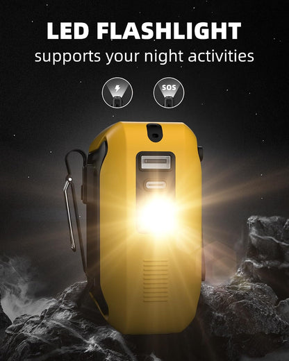 Portable Waist Fan Clip on Belt Under Shirt w/LED Display & Flashlight, 8000mAh Battery Powered, Rechargeable 5-Speed 14600RPM Personal Cooling Fan for Construction, Warehouse, Outdoor Jobsite, Orange