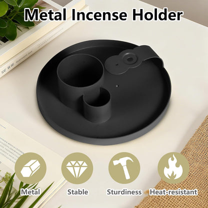 4 in 1 Incense Holder, Sage Burner Holder, Palo Santo Holder Burner, 5.47" Ash Catch Tray, Smudge Stick Holder with Handle for Incense Sticks Incense Cone, Yoga Meditation and Room Decor