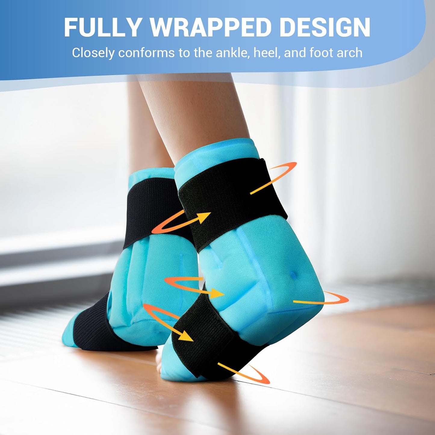 Comfytemp Ankle Foot Ice Pack Wrap for Plantar Fasciitis Relief, Ankles Brace for Sprain, Heel Spur, Swelling, Achilles Tendonitis, Cold Bag for Injuries Reusable, Hot Cold Compress, 1 Pack (Blue)