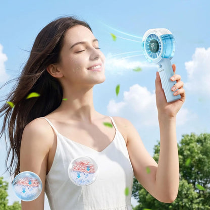 HandFan Upgraded Misting Fan with LED Display – Extreme Cooling Portable Handheld Fan with Water Mist Spray, 50% Stronger Airflow & Quieter, USB Rechargeable for Travel/Park/Disney/Beach/Concert/Game