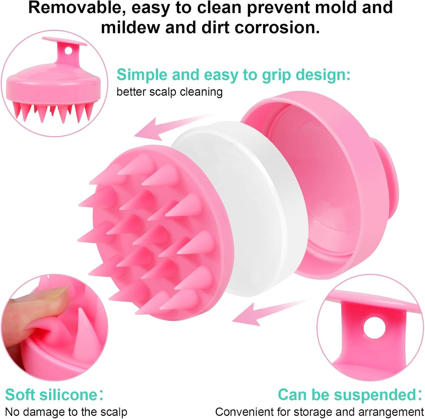 Oligei Scalp Massager 3 Pack, Shampoo Brush, Hair Scrubber for Exfoliation, Soft Silicone Brush for Hair Growth and Dandruff Removal