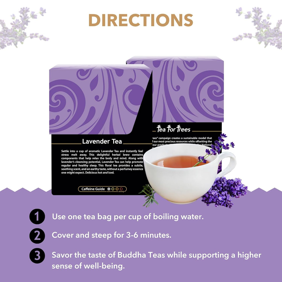 Buddha Teas Organic Lavender Tea - Herbal Tea, Microplastic & Caffeine Free