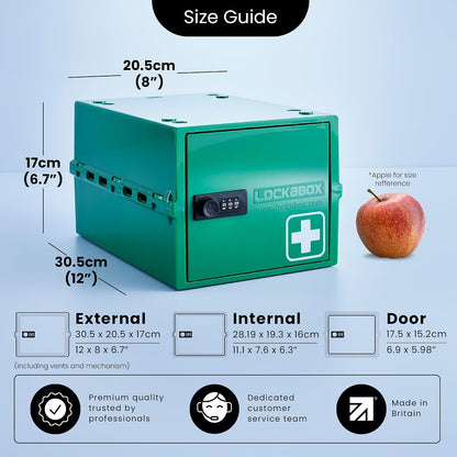 Lockabox One™ | Premium Lock Box | Medium Combination Lock Box For Food, Medicine & Home Safety | External Size 12 x 8 x 6.6 inches (Crystal)