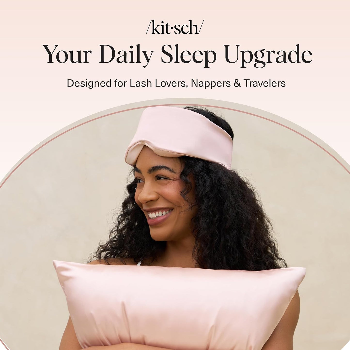 Kitsch Contour Pillow Eye Mask – Softer Than Silk Eye Masks for Sleep, Blindfold Sleep Masks for Women & Men, No Eye Pressure, Lightweight, Eye Care, Travel Essentials - Charcoal
