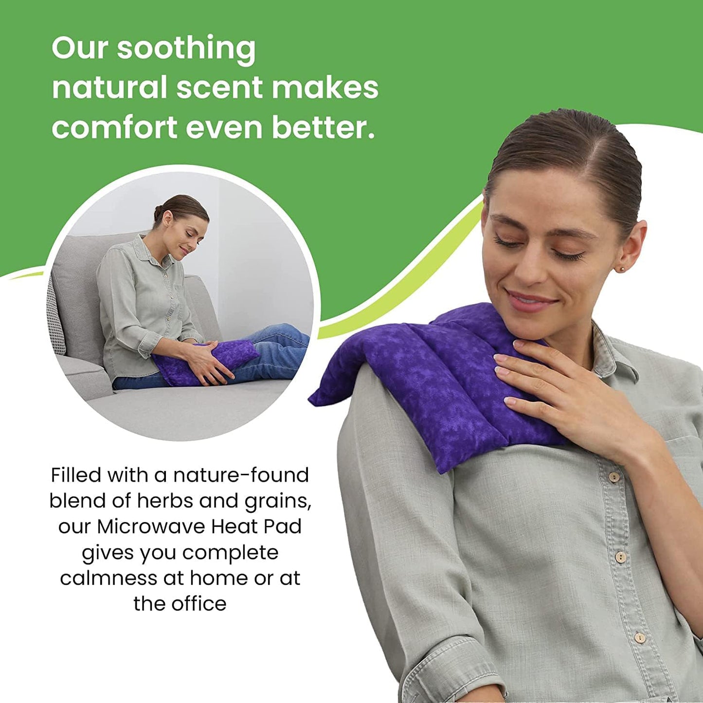 Nature Creation Microwaveable Herbal Heating Pad for Lumbar - Soothing Hot & Cold Therapy Pack for Lower Back- Soothing Relaxation, Warmth and Comfort - Lavender Flowers