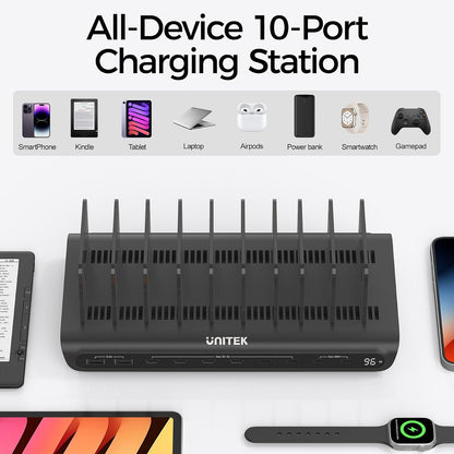 Unitek 10 USB Charging Station Multiple Devices for iPad Tablet iPhone Mic