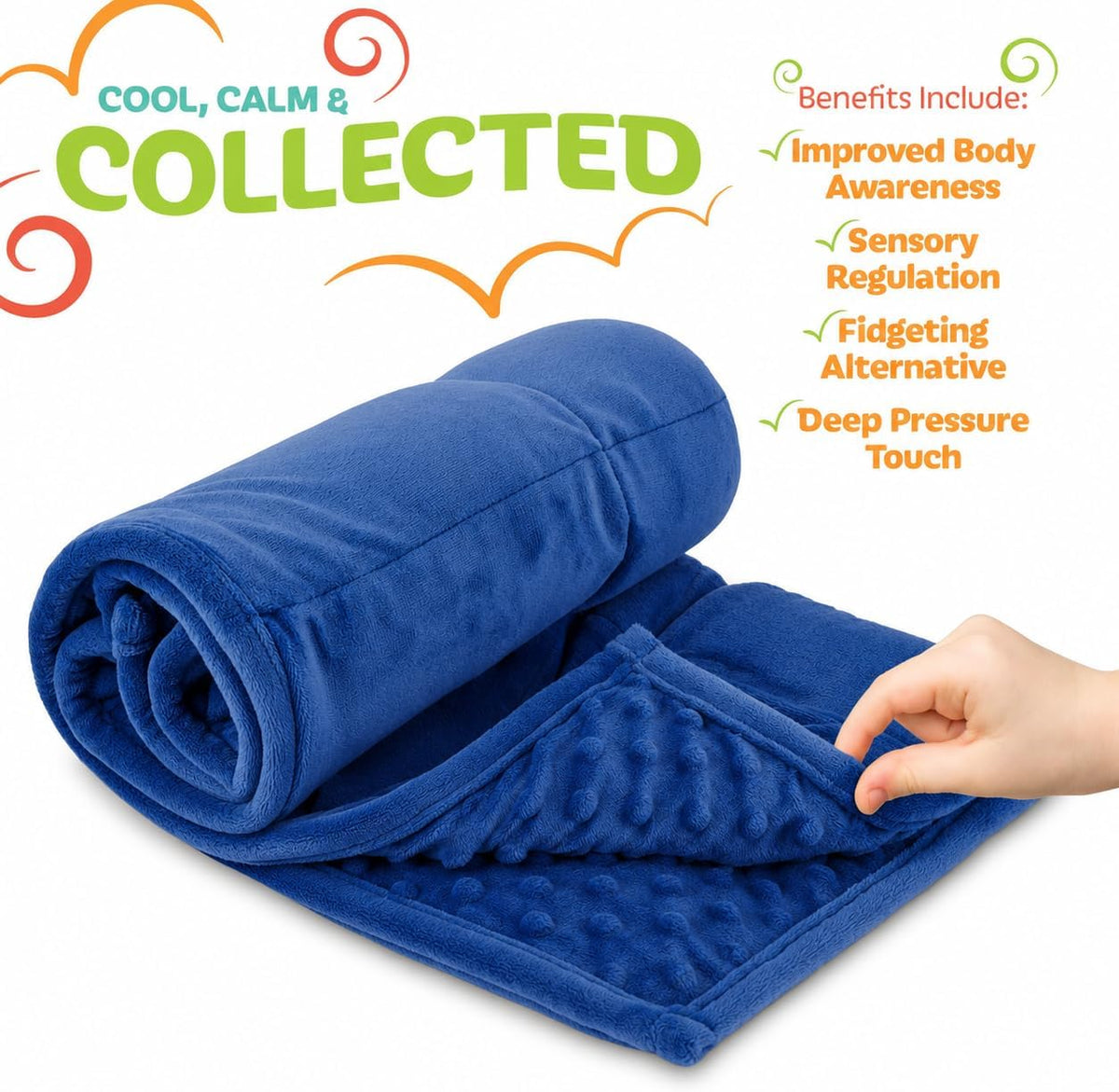 Kidaddle 5lb Weighted Blanket for Kids (Blue) 19x22 Inch, Plush Minky Weighted Lap Pad with Travel Bag for Ages 4+